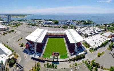 Aerial view of BMO Field in Toronto, host stadium for FIFA World Cup 2026