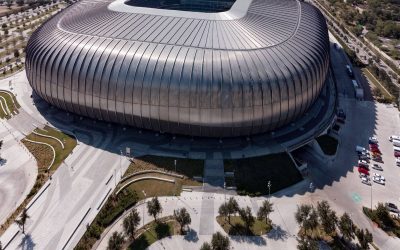 Aerial view of Estadio BBVA near Monterrey, host stadium for FIFA World Cup 2026
