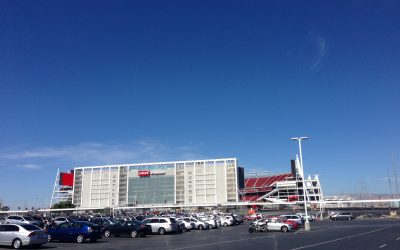 View of Levi's Stadium from the parking lot in Santa Clara, California